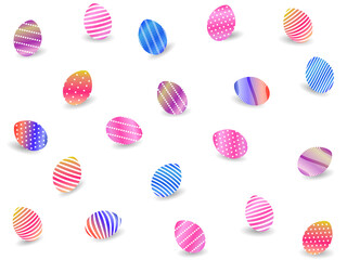 Easter eggs with shadow isolated on white background. Happy Easter background. Set of colorful eggs with a pattern. Vector illustration