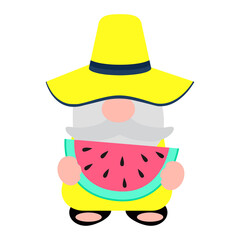 Cute summer gnome, vector illustration art.