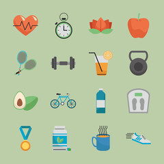 bundle of sixteen healthy lifestyle set icons