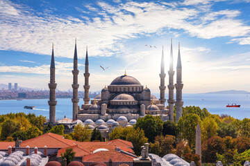 Fototapeta na wymiar The Blue Mosque of Istanbul or Sultan Ahmet Mosque, Turkey