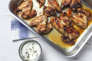 Homemade Roasted Chicken Wings on Baking Tray
