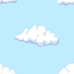 Seamless pattern of cumulus clouds on soft-blue sky
