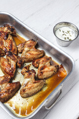 Homemade Roasted Chicken Wings on Baking Tray