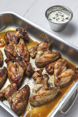 Homemade Roasted Chicken Wings on Baking Tray