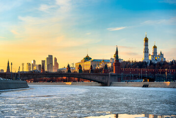 View of Moscow from frozen river