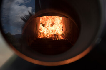 a boiler heating with wood chips