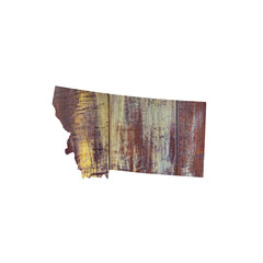 Political divisions of the US. Montana state in wood texture on white background