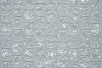 Protective bubble wrap in close-up. Texture of the bubbles. Macro photography.