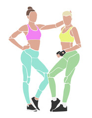 two sporty womans vector illustration