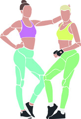 two sporty womans vector illustration