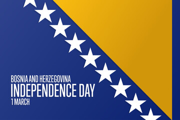 Bosnia and Herzegovina Independence Day. March 1. Holiday concept. Template for background, banner, card, poster with text inscription. Vector EPS10 illustration.