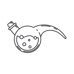 Line medical pharmaceutica icon retort, tube. Professional equipment symbol. Science, pharmacy, medic, chemistry background emblem element. Laboratory glass. Vector medical outline illustration.