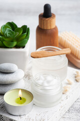 Fototapeta na wymiar Cosmetic jar with cream