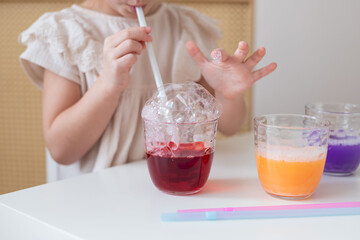 Fun art for toddlers. Painting with bubbles. 