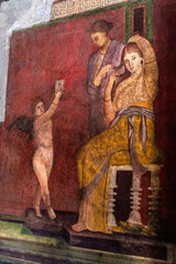 Mural fresco of the Villa of the Mysteries, Pompeii, Italy