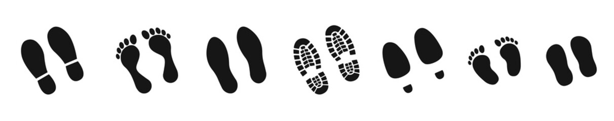 Different human footprints icon. Vector illustration