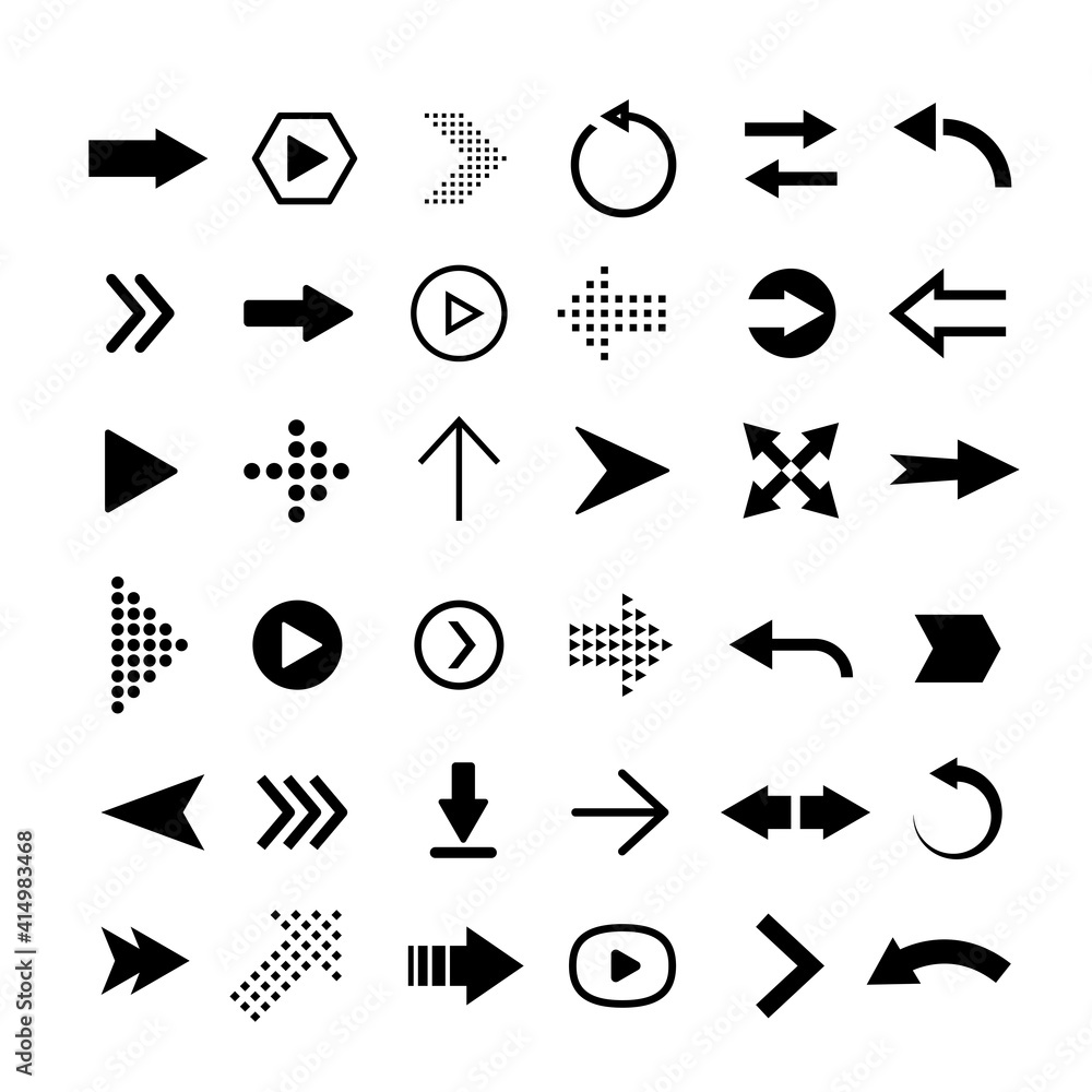 Poster vector flat arrows set. clipart for web design, mobile apps, interface and so on