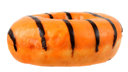 Orange donut covered with pink icing Isolated