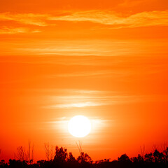 Beautiful sunset sky in rural background
