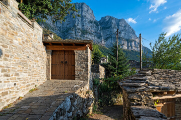 Traditional architecture in the village of Mikro Papigo in Epirus, Greece