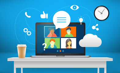 Conference call with business team via web application