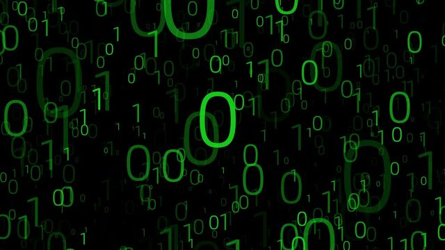 green binary code black background motion
