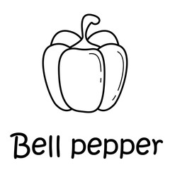 Badge  bell pepper with the inscription. Vector, eps