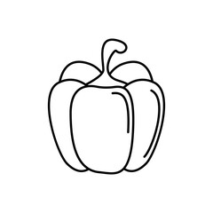 Black and white bell pepper image, vector illustration, eps