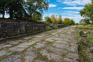 Part of the main street of the archaeological site of Dion in northern Greece