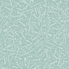 Pattern white doodles on grey, seamless for textile, fliers, brochures, wallpapers