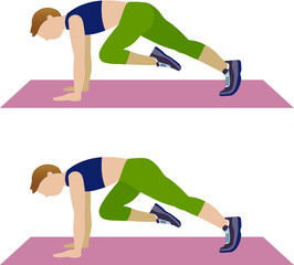 Woman doing moutain climber - illustration