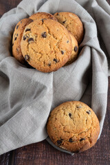 Homemade dark chocolate chip cookies