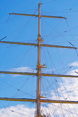 Fototapeta premium Masts and rigging of a sailing ship against sky