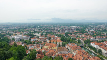 Fototapeta na wymiar Ljubljana Castle observatory in Slovenia. Lyublana has a medieval old town. 