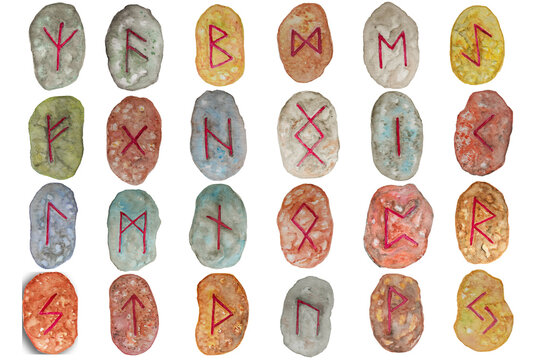 Watercolor runes set.