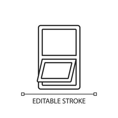 Awning windows linear icon. Opening outward from bottom. Controlling air ventilation. Thin line customizable illustration. Contour symbol. Vector isolated outline drawing. Editable stroke