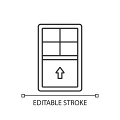 Single-hung windows linear icon. Movable sash with raise from bottom. Vertical-sliding window. Thin line customizable illustration. Contour symbol. Vector isolated outline drawing. Editable stroke
