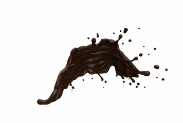 Chocolate milk splashes curve isolate on white background, Liqiud splash, 3D Render