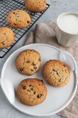 Homemade dark chocolate chip cookies