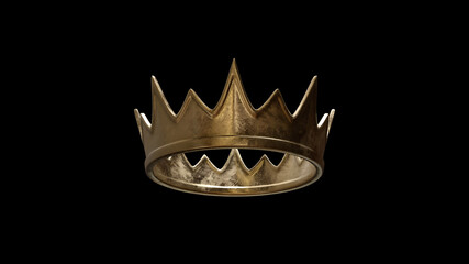 A King or Queen's Golden Crown on black background, low angle