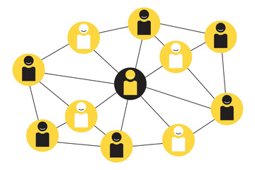 Symbol of people connect among themselves. Concept of teamwork, connection, communication. Group of people. Flat vector illustration isolated on white background.