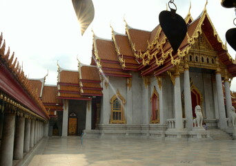 THAILAND BANGKOK , Wat Benchamabophit royal temple built with white Carrara marble, built for King...