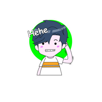 hehe Sorry Expression Illustration Character Chibi Sticker Vector