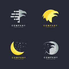Creative eagle moon design concepts vector illustration