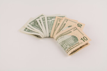 dollar bills on white background finance money