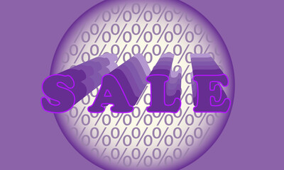 Purple neon letters on percent background.