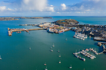 Falmouth Harbour, Cornwall, England on a beautiful winters day 2021.