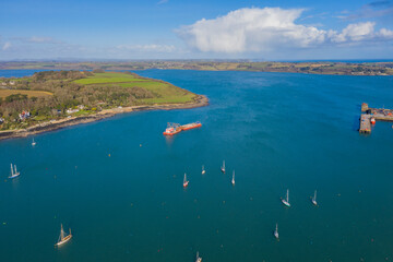 Falmouth Harbour, Cornwall, England on a beautiful winters day 2021.