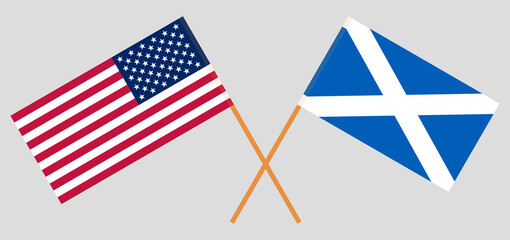 Crossed flags of the USA and Scotland