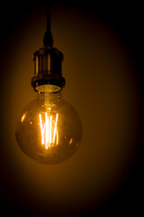 old led lamp shines warm light